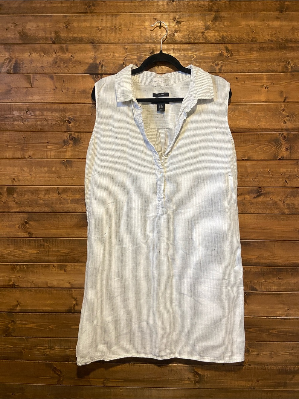 Tahari Striped White + Black Linen Tunic Dress | Size 2X